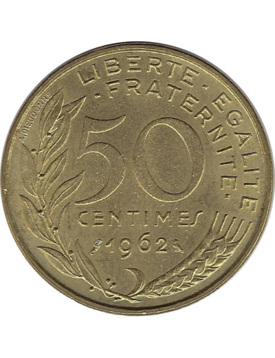 FRANCE 50 CENTIMES LAGRIFFOUL 1962 3 plis TTB+