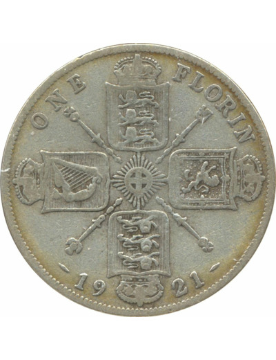 GRANDE BRETAGNE 1 FLORIN (2 SHILLING) GEORGES V 1921 TB+ N2
