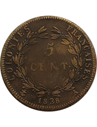 COLONIES FRANCAISE (GUYANE) 5 CENTIMES 1828 A TB+ (Lec300)