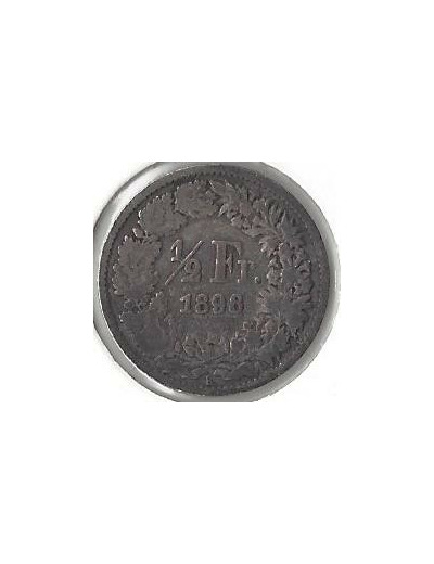 SUISSE 1/2 FRANC 1898 B TB+