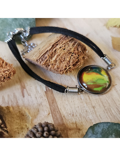 Bracelet en cordon avec pendentif et base ronde (20 mm) en acier inoxydable