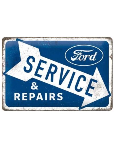 Plaque métal rétro Ford, Service & Repairs – Cadeau pour Fans de la marque FORD, Design vintage, 20 x 30 cm – Nostalgic-Art