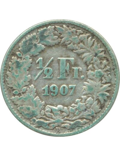 SUISSE 1/2 FRANC 1907 B TB+ N1