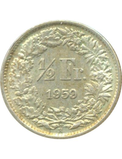 SUISSE 1/2 FRANC 1959 B TTB+ N3