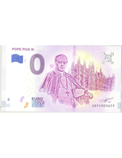 ALLEMAGNE 2019-1 POPE PIUS XI BILLET SOUVENIR 0EURO TOURISTIQUE  NEUF