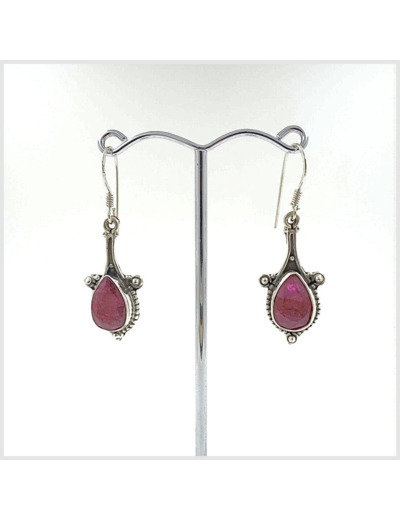 Boucles d'oreilles Rubis et Argent Massif