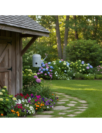 Grand nichoir oiseaux arrosoir 34x22x39cm