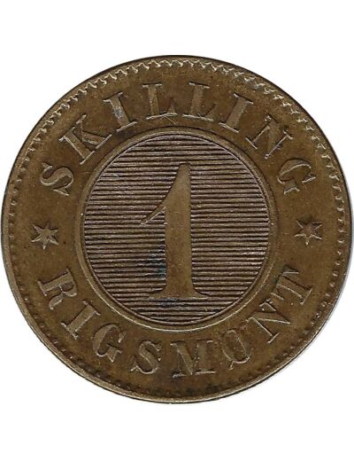 DANEMARK 1 SKILLING RIGSMONT CRISTIAN IX 1872 TTB