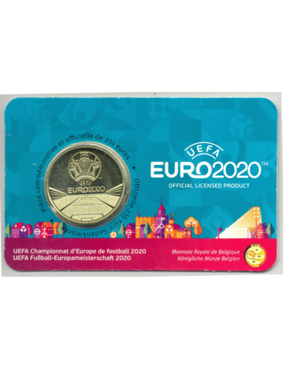 BELGIQUE 2021 2.50 EURO FOOT EURO 2020 VERSION FRANCAISE COINCARD