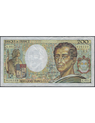 FRANCE 200 FRANCS MONTESQUIEU 1987 A.051 TTB