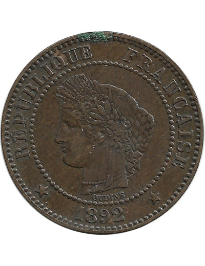 FRANCE 2 CENTIMES CERES 1892 A TTB+