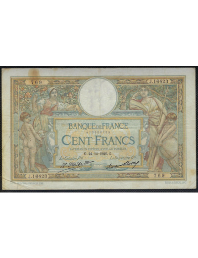 FRANCE 100 FRANCS MERSON sans LOM 24-12-1926 J.16423 TB+ (F24/05)