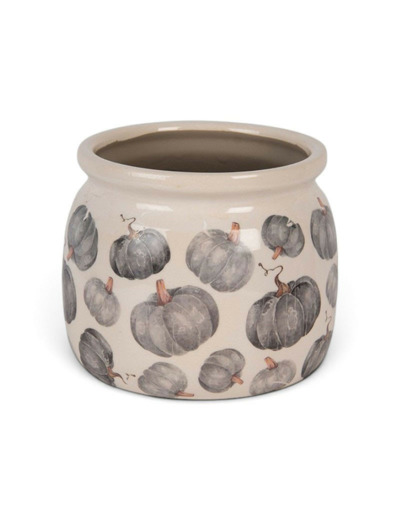 Pot de Fleurs céramique Citrouille gris 16x13cm