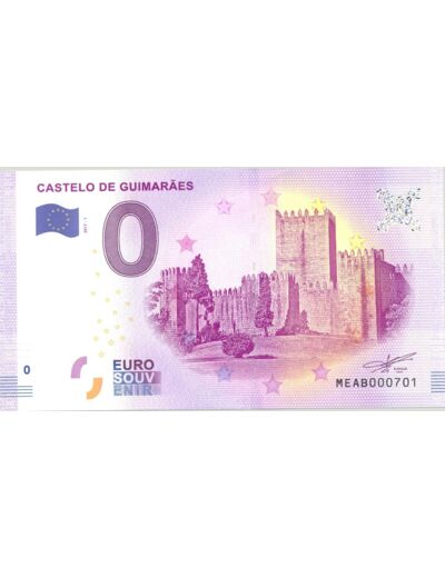 PORTUGAL 2017-1 CASTELO DE GUIMARAES 0 EURO BILLET SOUVENIR TOURISTIQUE  NEUF
