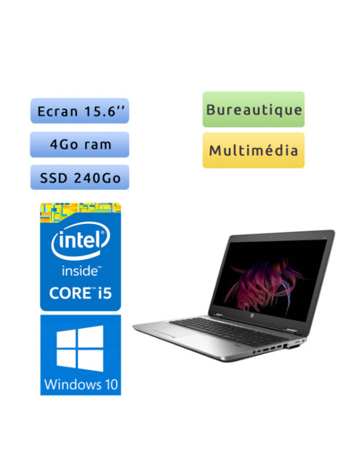 HP ProBook 650 G2 - Windows 10 - i5 4Go 240Go SSD - 15.6 - Webcam - Ordinateur Portable PC - bureautique