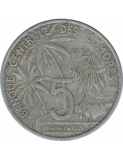 COMORES 5 FRANCS 1984 TB+