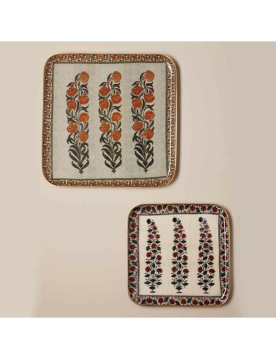 Ensemble 2 plateaux carrés Kanpur 27x2x27cm