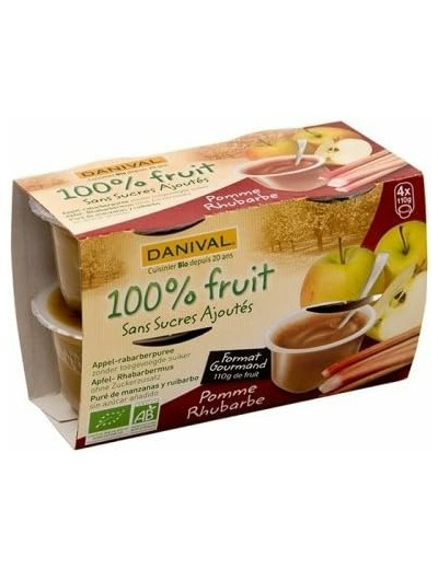 Puree pomme rhubarbe 4x100g DANIVAL