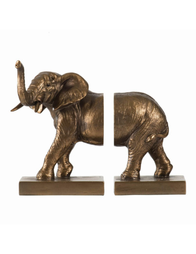 Serre-livres éléphant résine doré 21x13x18cm