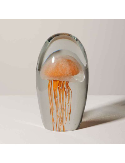 Sulfure méduse orange verre 16x9x9cm