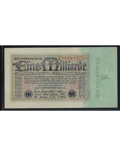 ALLEMAGNE 1 MILLIARD MARK 05 09 1923 SERIE C.00614098 TTB