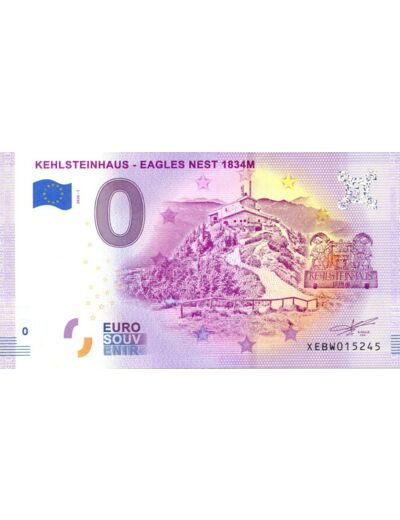 ALLEMAGNE 2020-1 KEHLSTEINHAUS EAGLES NEST BILLET SOUVENIR 0 EURO TOURISTIQUE