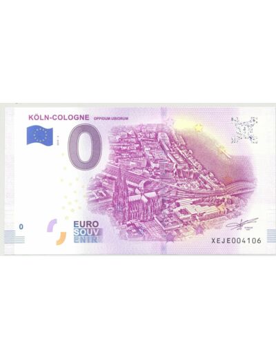 ALLEMAGNE 2019-5 KOLN COLOGNE BILLET SOUVENIR 0 EURO TOURISTIQUE  NEUF