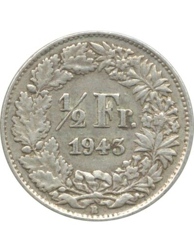 SUISSE 1/2 FRANC 1943 B TTB