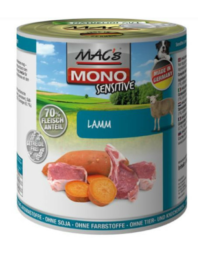 MAC'S Mono Sensitive pour chien, à l'Agneau - 800g