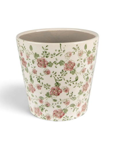 Pot de fleurs rose beige céramique 19x19x18cm