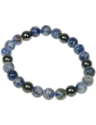 Bracelet en hématite aimantée et sodalite 8 mm (Paix)