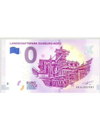 ALLEMAGNE 2019-2 LANDSCHAFTSPARK DUISBURG-NORD BILLET SOUVENIR 0 EURO