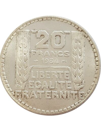 FRANCE 20 FRANCS TURIN 1934 TTB+ N3