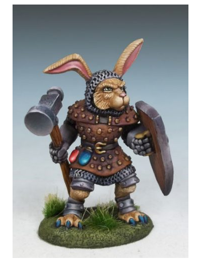 Fantasy :  Rabbit Cleric with Warhammer and Shield