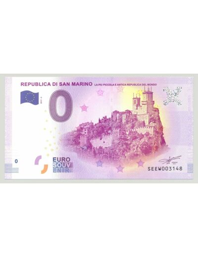 SAINT MARIN 2017-6 REPUBLICA DI SAN MARINO BILLET SOUVENIR 0 EURO TOURISTIQUE