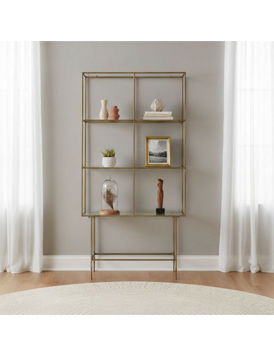 Etagère 3 étages verre et fer 100x40x200cm