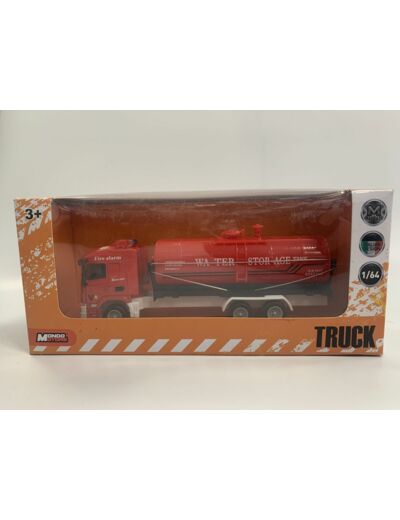 CAMION WATER STORAGE TANK TRUCK FIRE ALARM V8 MONDO MOTORS 1/64 BOITE D'ORIGINE