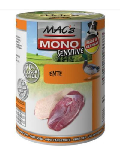 MAC'S humide Mono Sensitive au canard pour chien - 400g