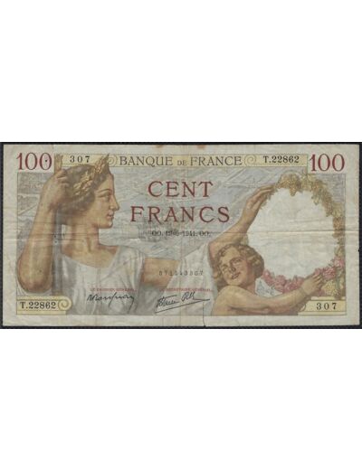 FRANCE 100 FRANCS SULLY 19-6-1941 T.22862 TB (F26/57)