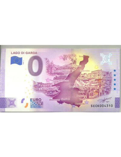 ITALIE 2020-1 LAGO DI GARDA VERSION ANNIVERSAIRE BILLET SOUVENIR 0 EURO