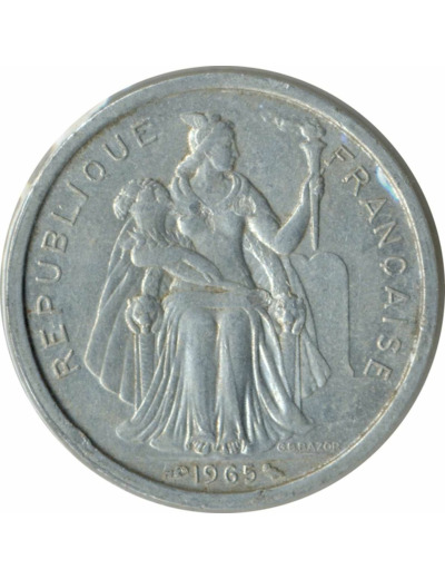 POLYNESIE FRANÇAISE 2 FRANCS 1965 TTB
