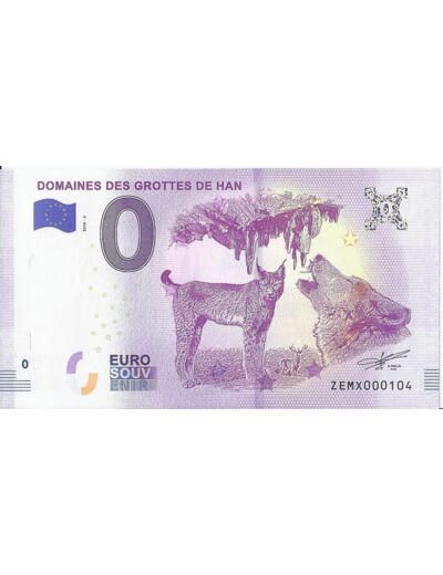 BELGIQUE 2018-2 DOMAINES DES GROTTES DE HAN BILLET SOUVENIR 0 EURO TOURISTIQUE