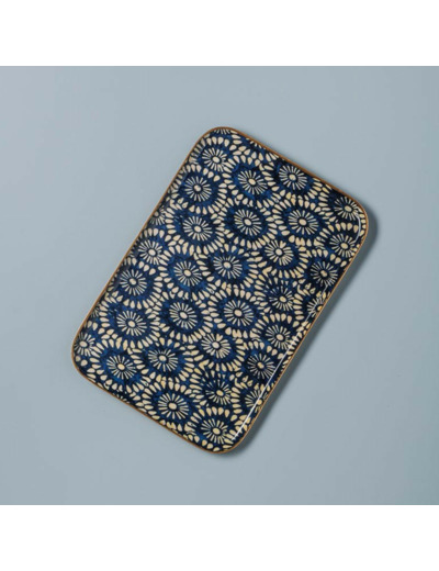 Plateau Bangalore fer bleu 20x30cm