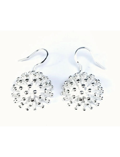 Petites Boucles d'oreilles Pendante Argent Fleur