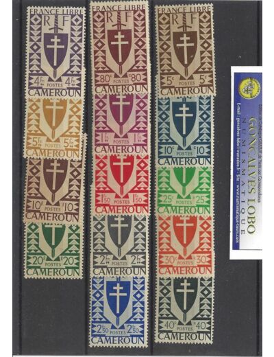 CAMEROUN 1941 Serie 14 Valeurs Yvert 249 à 262 NEUF