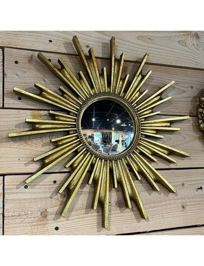 Miroir éclat solaire résine dorée 48x2 cm