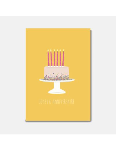 Carte Joyeux Anniversaire Gâteau Jaune - Pascale Editions