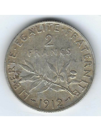 FRANCE 2 FRANCS SEMEUSE 1912 TTB N4