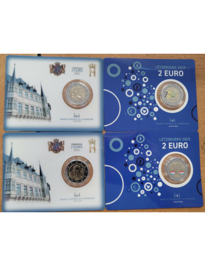 LUXEMBOURG 2025 lot 4 coincard 2 €URO DUC HENRI et SCHUMAN avec colorisées
