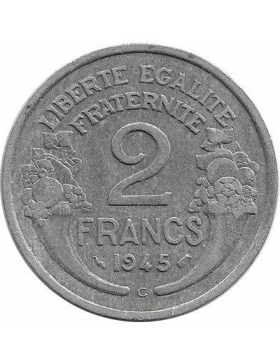 FRANCE 2 FRANCS MORLON ALU 1945 C TTB